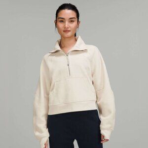 Lululemon Scuba Oversized Funnel Neck Half-Zip White Opal, size M/L